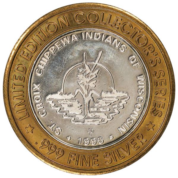 .999 Silver St. Croix Chippewa Indians Wisconsin $10 Limited Edition Gaming Token