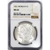 Image 1 : 1921 $1 Morgan Silver Dollar Coin NGC MS64