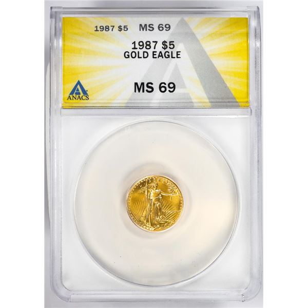 1987 $5 American Gold Eagle Coin ANACS MS69