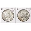 Lot of (2) 1923-S $1 Peace Silver Dollar Coins