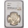 Image 1 : 1926 $1 Peace Silver Dollar Coin NGC MS62