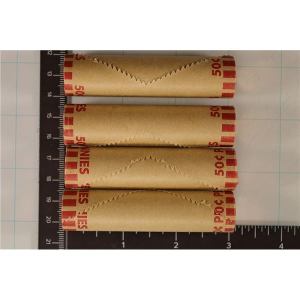 4-50 CENT SOLID DATE ROLLS OF 2007 LINCOLN CENTS
