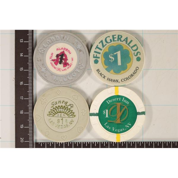 4-$1 PLASTIC CASINO GAMING TOKENS: ALADDIN,