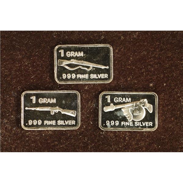 3-1 GRAM .999 FINE SILVER PF WEAPON THEMED INGOTS