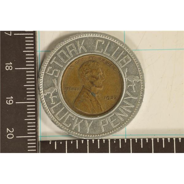 ENCASED 1937 LINCOLN WHEAT CENT STORK CLUB