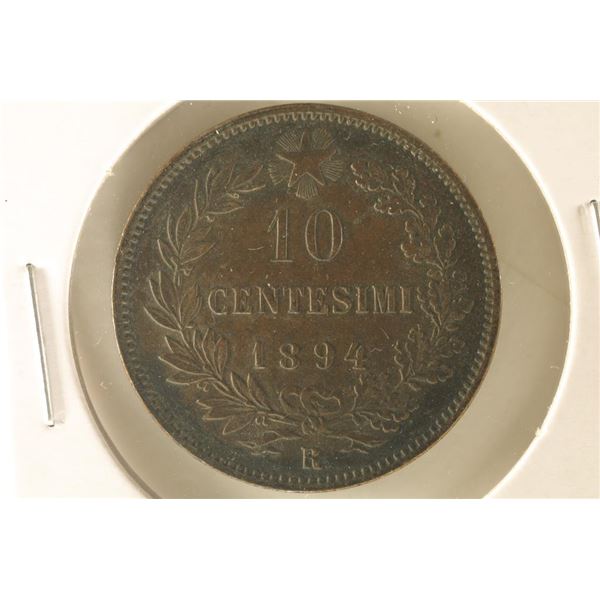 1894-R ITALY 10 CENTESIMI EXTRA FINE+