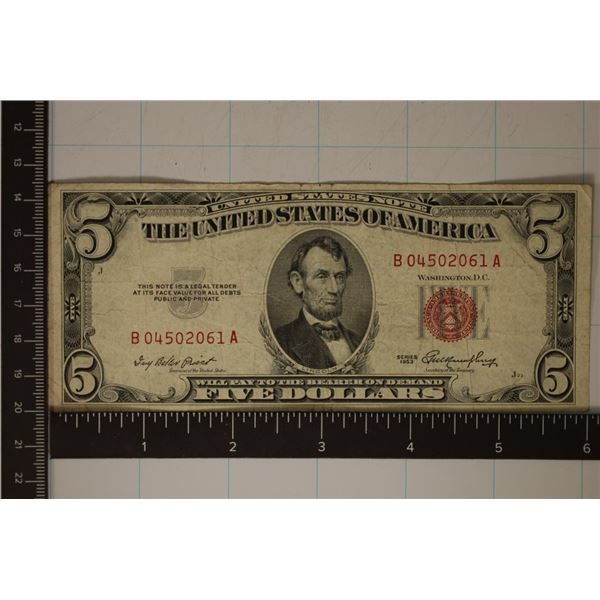 1953 US $5 RED SEAL NOTE