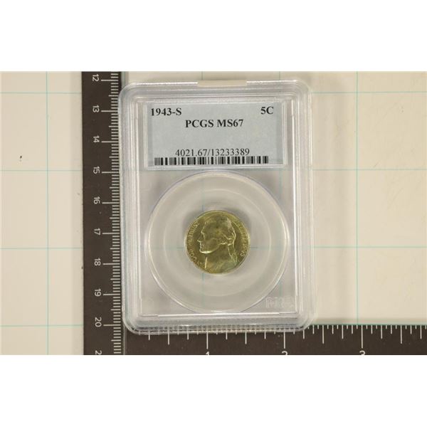 1943-S JEFFERSON NICKEL PCGS MS67