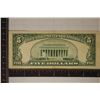 Image 2 : 1953-A US $5 BLUE SEAL SILVER CERTIFICATE NOTE