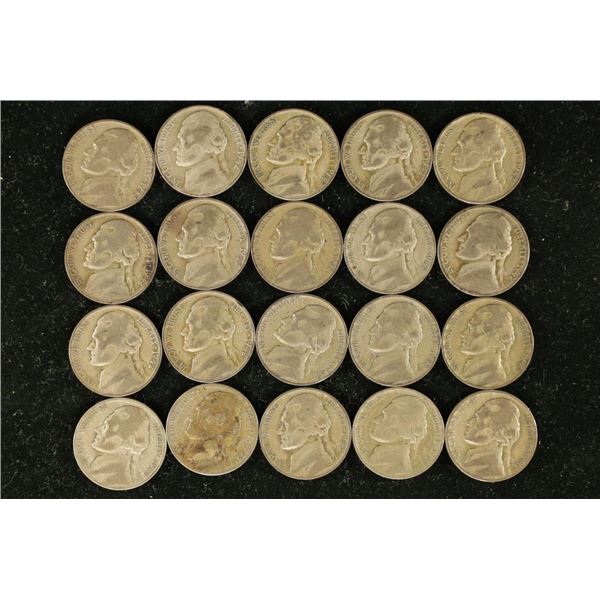20 ASSORTED 35% SILVER JEFFERSON WAR NICKELS 15-