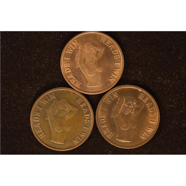 3-ADULT THEME 1" FLIPPER TOKENS: WOMAN ON OBVERSE