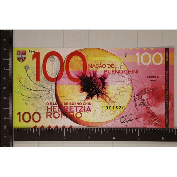 2020 BANK OF BUENO CHINI 100 ROMBO CRISP UNC