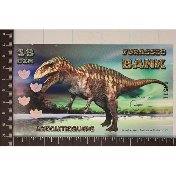 2017 JURASSIC BANK 18 DIN CRISP UNC POLYMER
