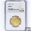 Image 1 : 1881 $10 Gold Eagle NGC MS60