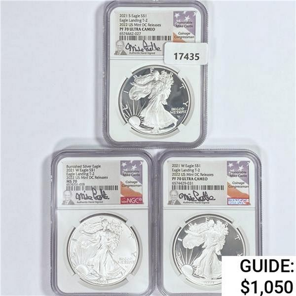 2021 Set [3] A.S.E. Castle Signed NGC PF, MS