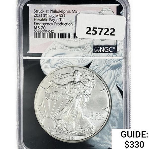 2021[P] ASE Escobedo Signed NGC MS70 T-1, Emergenc