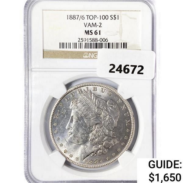 1887/6 Morgan Silver Dollar NGC MS61 VAM-2