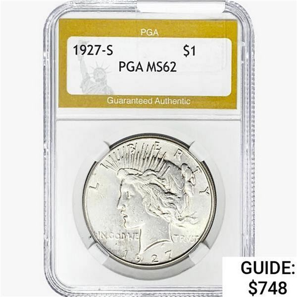 1927-S Silver Peace Dollar PGA MS62