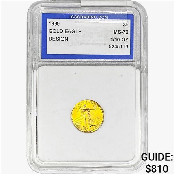1999 US 1/10oz. Gold $5 Eagle IGS MS70
