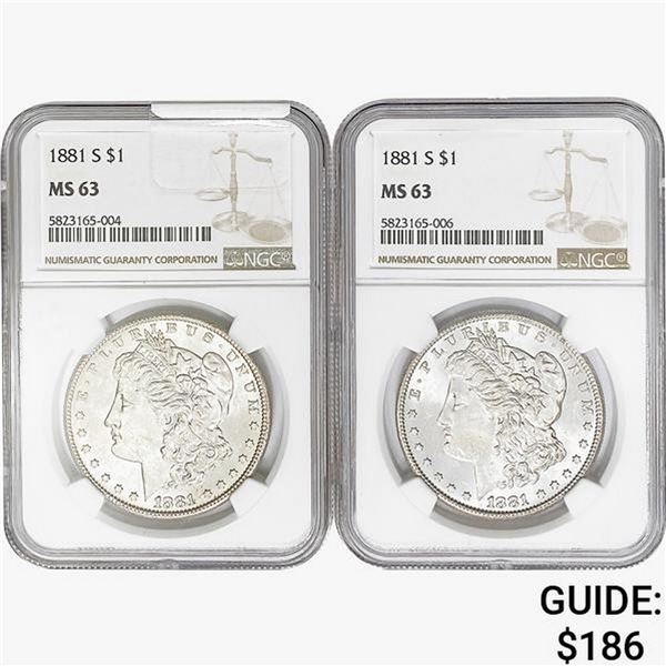 [2] 1881-S Morgan Silver Dollar NGC MS63