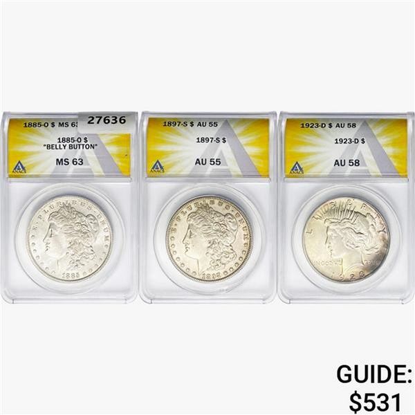 [3] 1885-1923 Varied US Silver Dollars ANACS