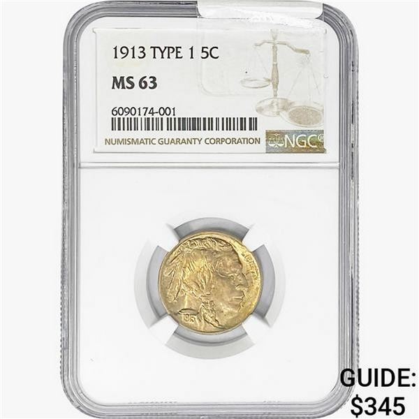 1913 Buffalo Nickel NGC MS63 Type 1
