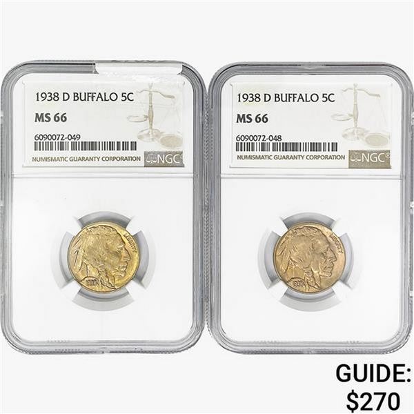[2] 1938-D Buffalo Nickel NGC MS66