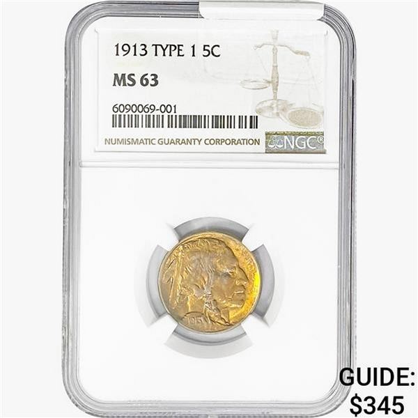 1913 Buffalo Nickel NGC MS63 Type 1