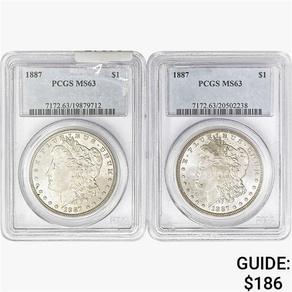 [2] 1887 Morgan Silver Dollar PCGS MS63