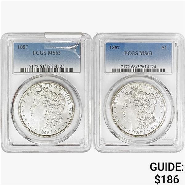 [2] 1887 Morgan Silver Dollar PCGS MS63