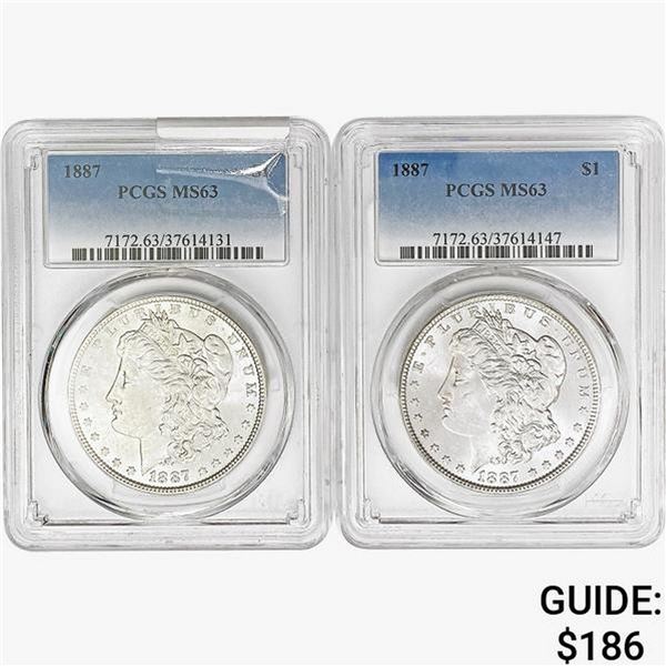 [2] 1887 Morgan Silver Dollar PCGS MS63