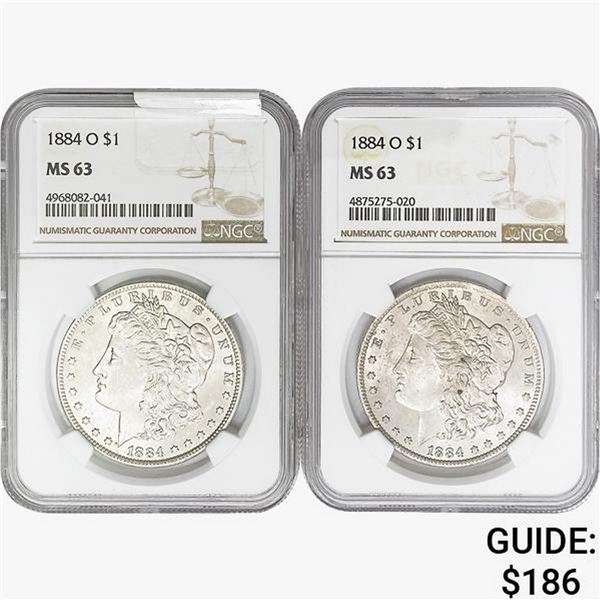 [2] 1884-O Morgan Silver Dollar NGC MS63