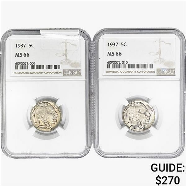 [2] 1937 Buffalo Nickel NGC MS66