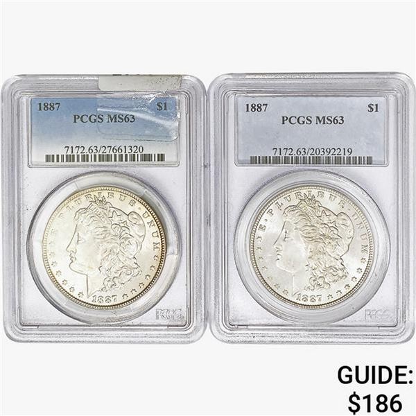 [2] 1887 Morgan Silver Dollar PCGS MS63