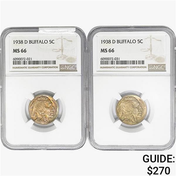 [2] 1938-D Buffalo Nickel NGC MS66