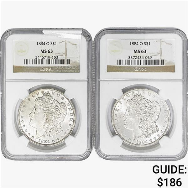 [2] 1884-O Morgan Silver Dollar NGC MS63