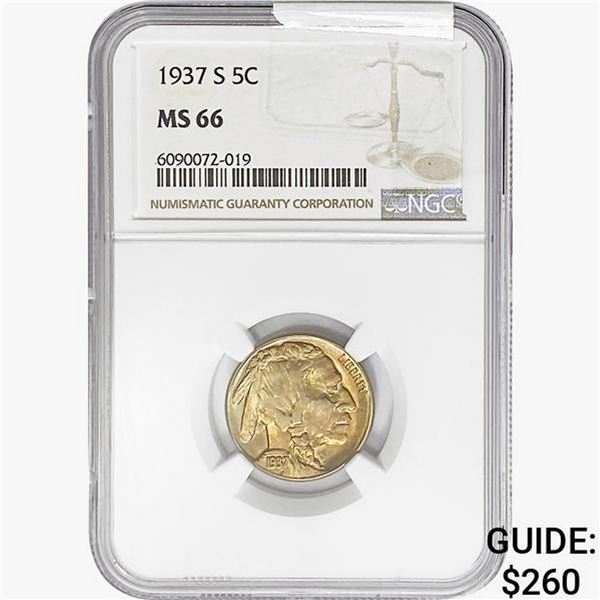 1937-S Buffalo Nickel NGC MS66