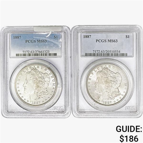 [2] 1887 Morgan Silver Dollar PCGS MS63