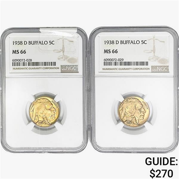 [2] 1938-D Buffalo Nickel NGC MS66