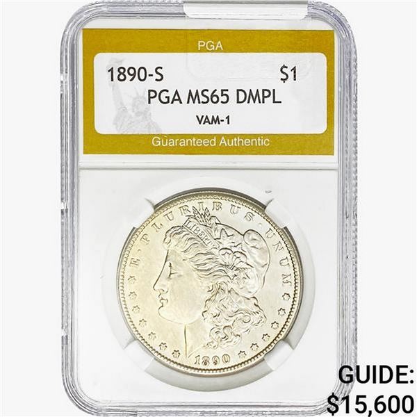 1890-S Morgan Silver Dollar PGA MS65 VAM-1 DMPL