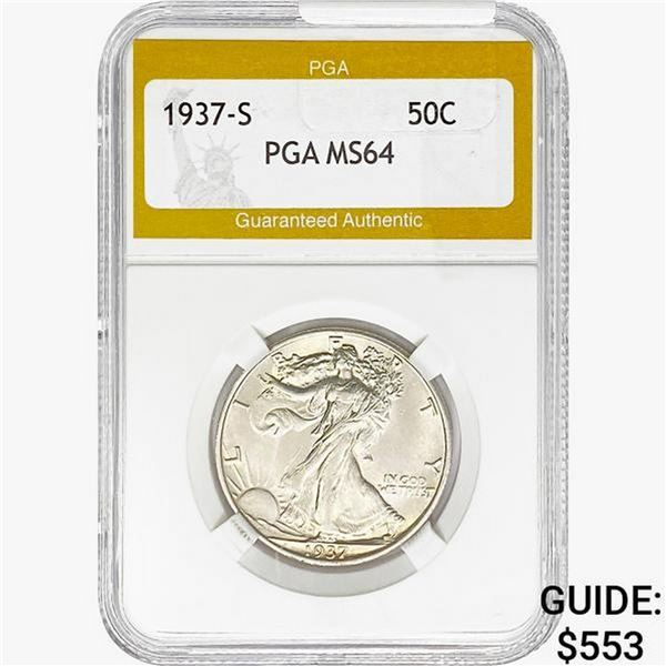 1937-S Walking Liberty Half Dollar PGA MS64