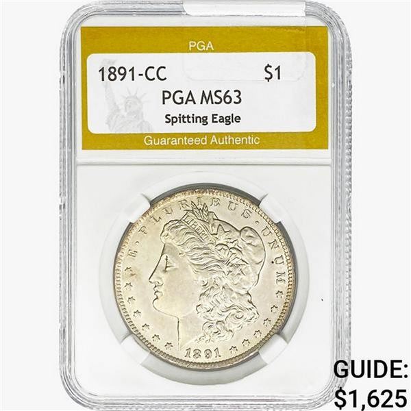 1891-CC Morgan Silver Dollar PGA MS63 Spitting Eag