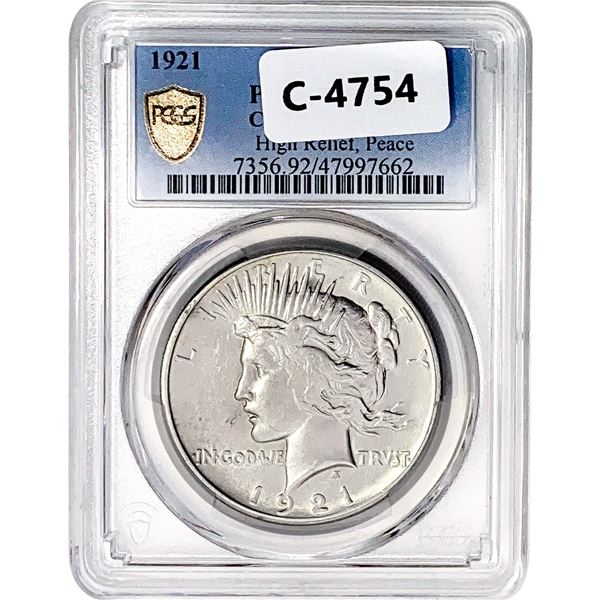 1921 Silver Peace Dollar PCGS Genuine AU Detail/High Relief