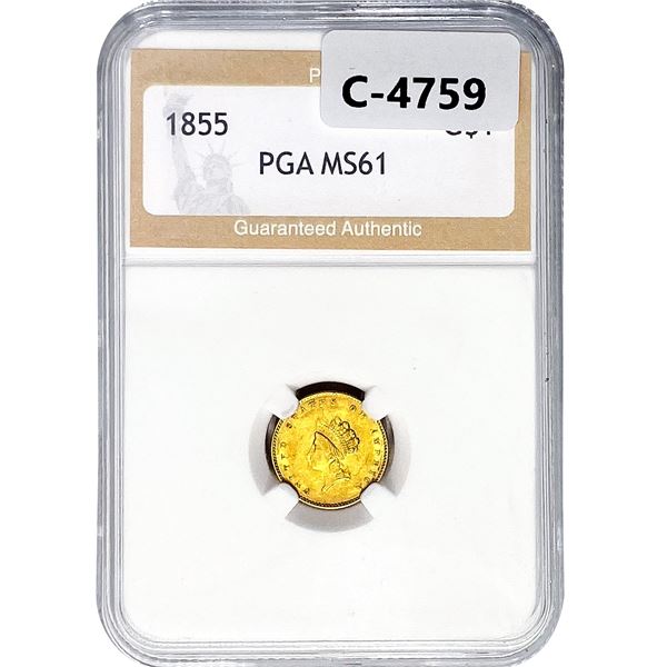 1855 Rare Gold Dollar PGA MS61