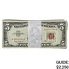 Image 1 : LOT OF (100) 1963 $5 FIVE DOLLARS LEGAL TENDER UNITED STATES NOTES VERY GOOD - VERY FINE