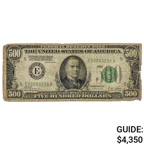 FR. 2200-E 1928 $500 FIVE HUNDRED DOLLARS GOLD ON DEMAND FRN FEDERAL RESERVE NOTE RICHMOND, VA