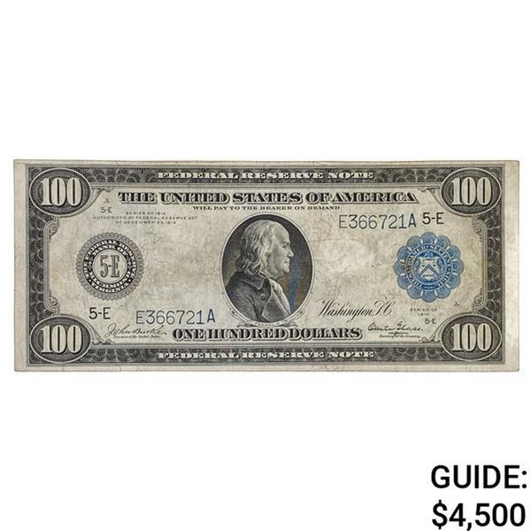FR. 1101 1914 $100 FRN FEDERAL RESERVE NOTE RICHMOND, VA BURKE/GLASS VERY FINE+