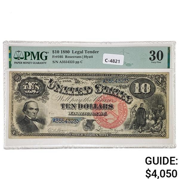 FR. 105 1880 $10 TEN DOLLARS JACKASS LEGAL TENDER UNITED STATES NOTE PMG VERY FINE-30