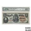 Image 1 : FR. 71 1880 $5 FIVE DOLLARS WOODCHOPPER LEGAL TENDER UNITED STATES NOTE PMG CHOICE UNCIRCULATED-63EP