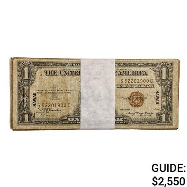 LOT OF (25) 1935-A $1 ONE DOLLAR HAWAII SILVER CERTIFICATES VERY GOOD - VERY FINE